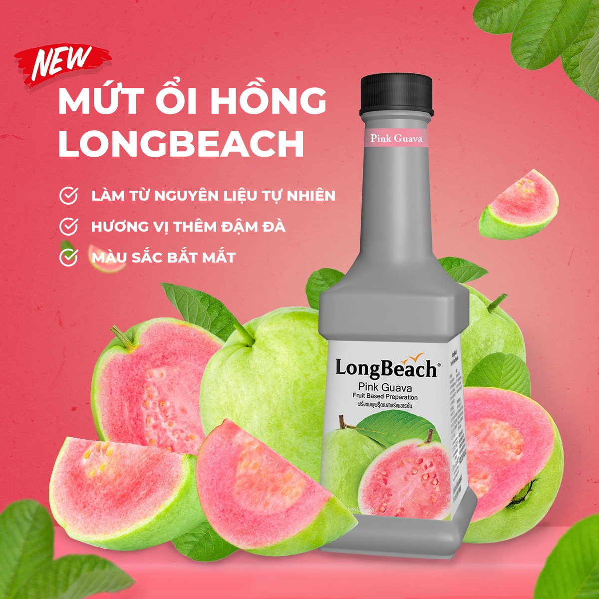Mứt Ổi Hồng - LongBeach Pink Guava Fruit Based Preparation 900ml
