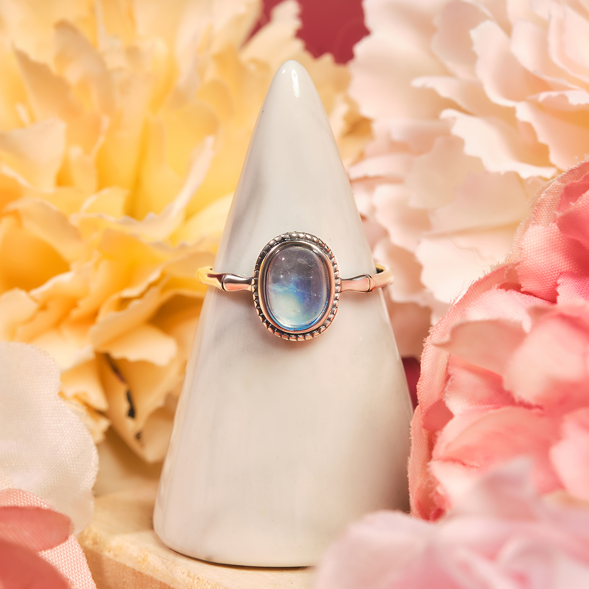Nhẫn Nữ Bạc 925 Đá Aquamarine Thiên Nhiên