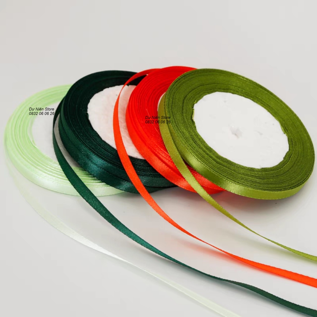 Ruy Băng Lụa 5ly (6mm) Đủ Màu Cuộn 22 Yard.