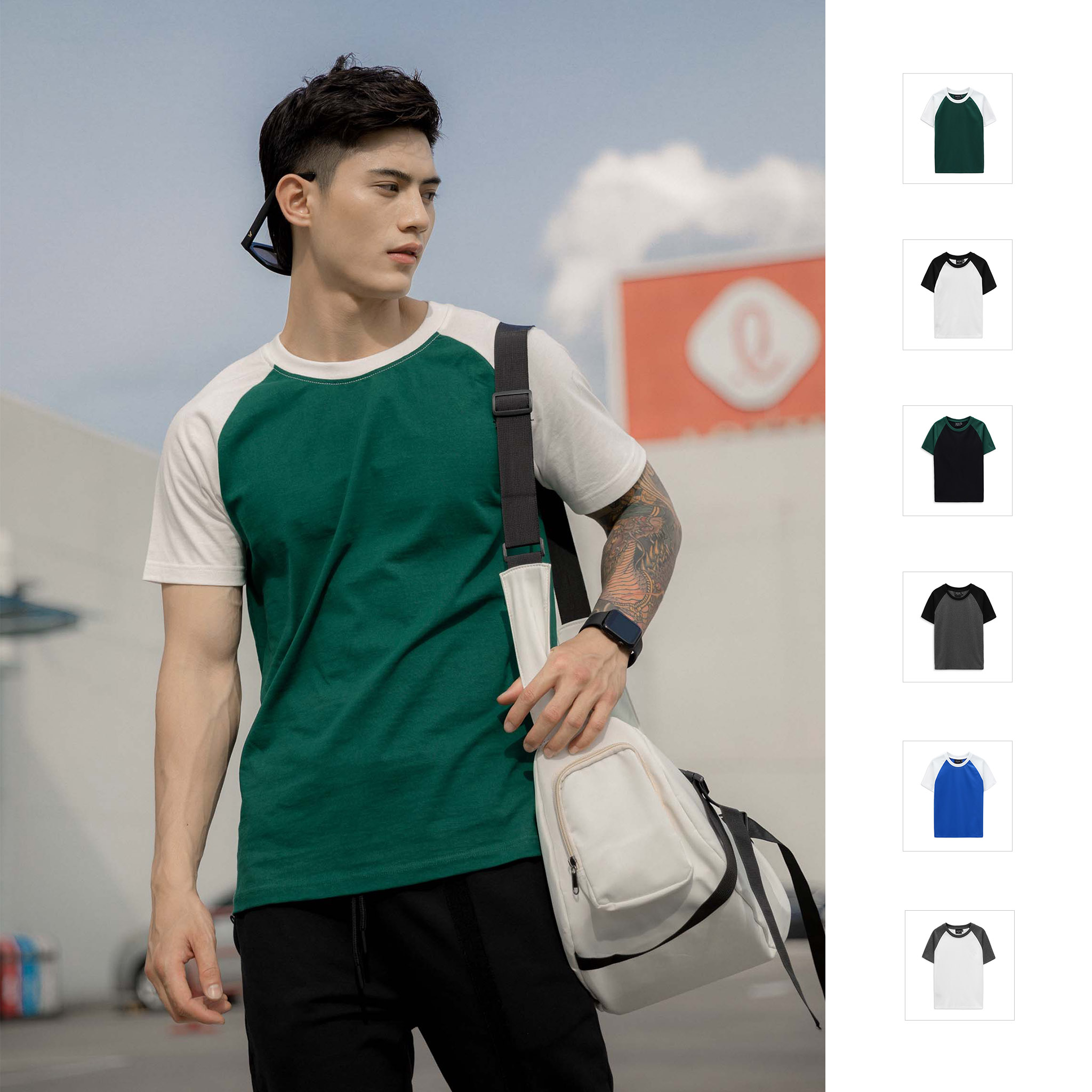 Áo Thun Nam Raglan Essentials , AT011691_SOMEHOW