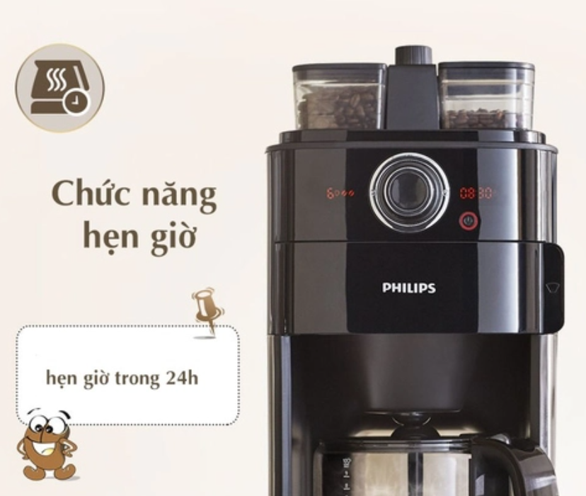 Máy Pha Cà Phê Tự Động Philips, Philips Coffee Maker, Máy Pha Café Tại Nhà, Máy Pha Espresso, Công Suất 1500W, Nhập Đức, Bảo Hành 12 Tháng