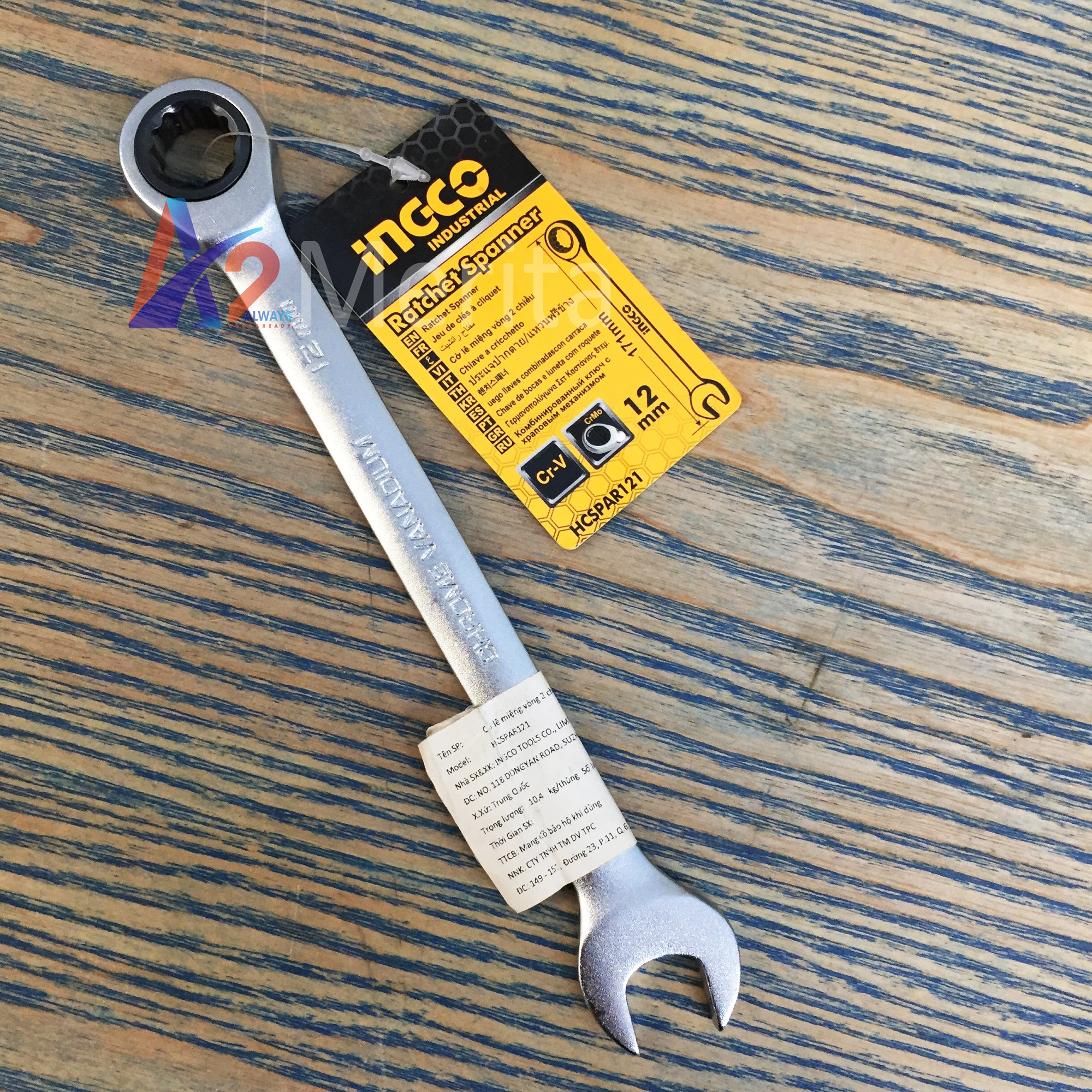Cờ lê vòng miệng hai chiều 12mm  INGCO HCSPAR121