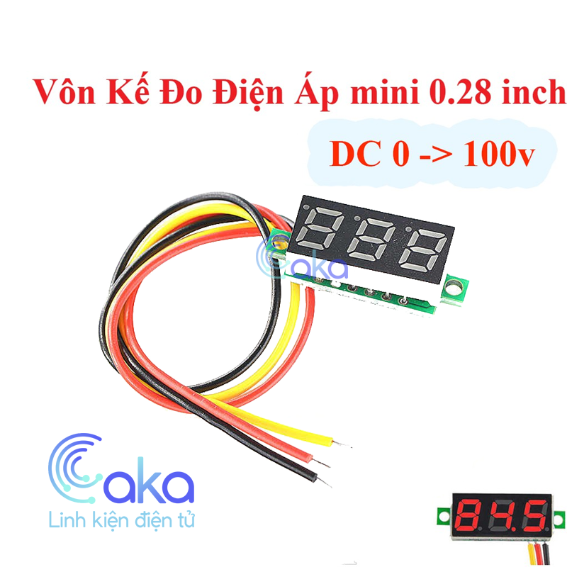 Vôn kế - đồng hồ led đo áp - volt dc 3 dây 0,28 inch 0 - 100v có điều chỉnh sai số