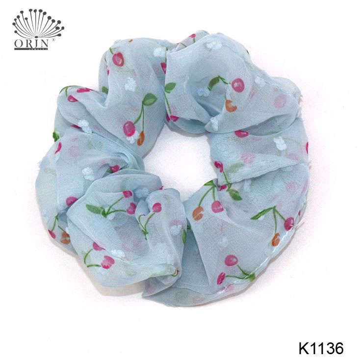 Dây buộc tóc, cột tóc vải scrunchies trái cherry HARI0421