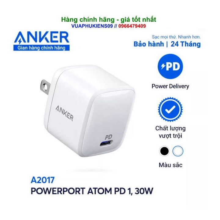 Củ sạc anker a2017 27w 1 cổng 30w - bảo hành 1 đổi 1