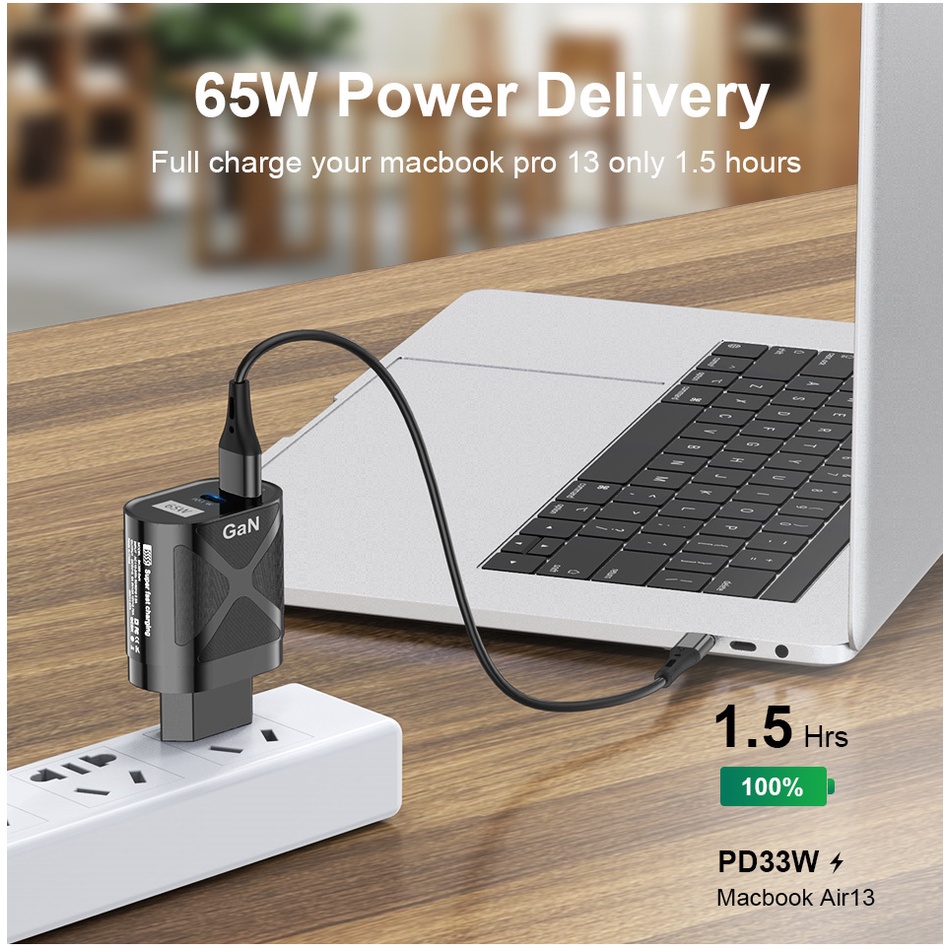Củ Sạc Nhanh 33W GaN GaN Nitride PD 33W+QC3.0