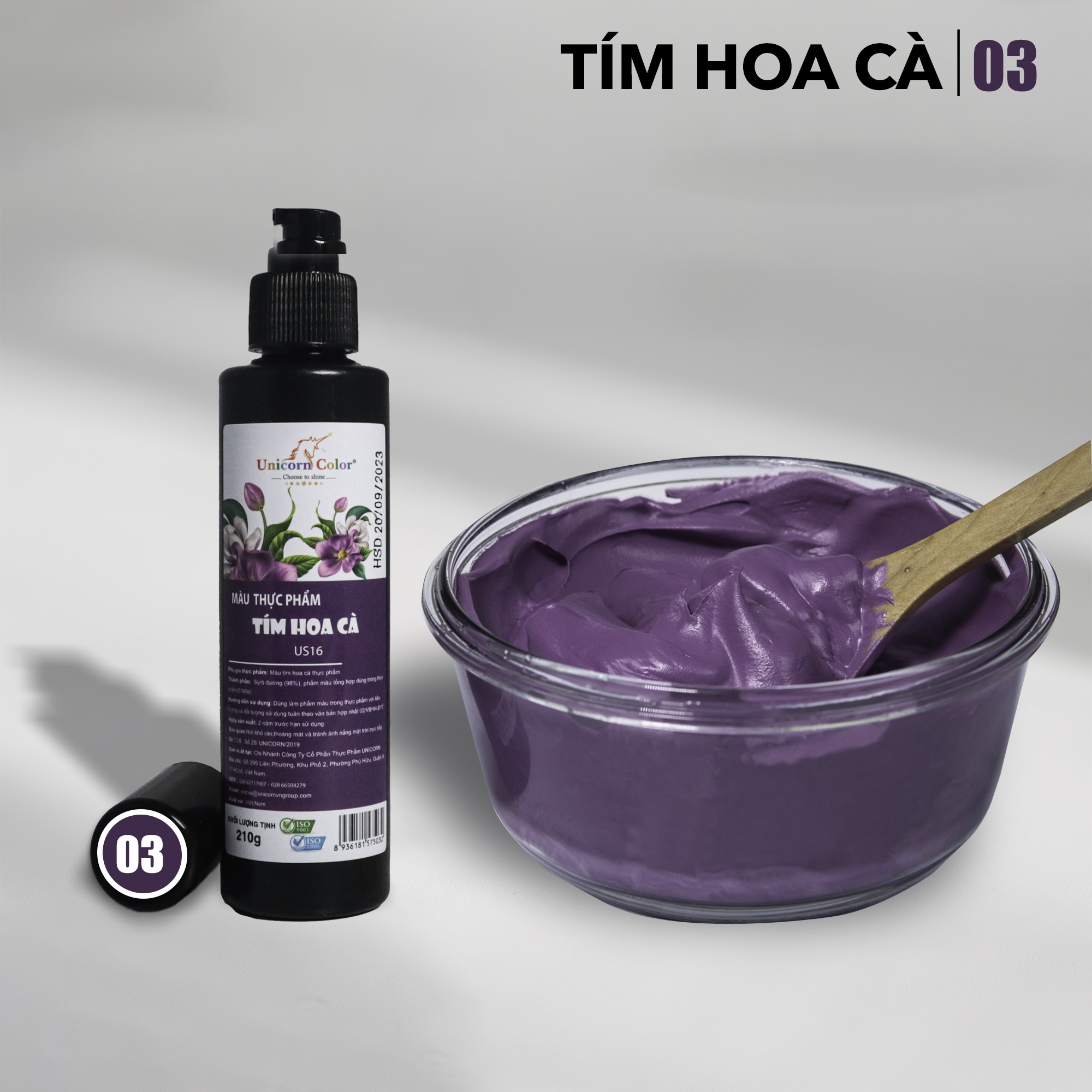 Màu thực phẩm 210g - Tím hoa cà MS03 (Syrup color purple) - Unicorn color