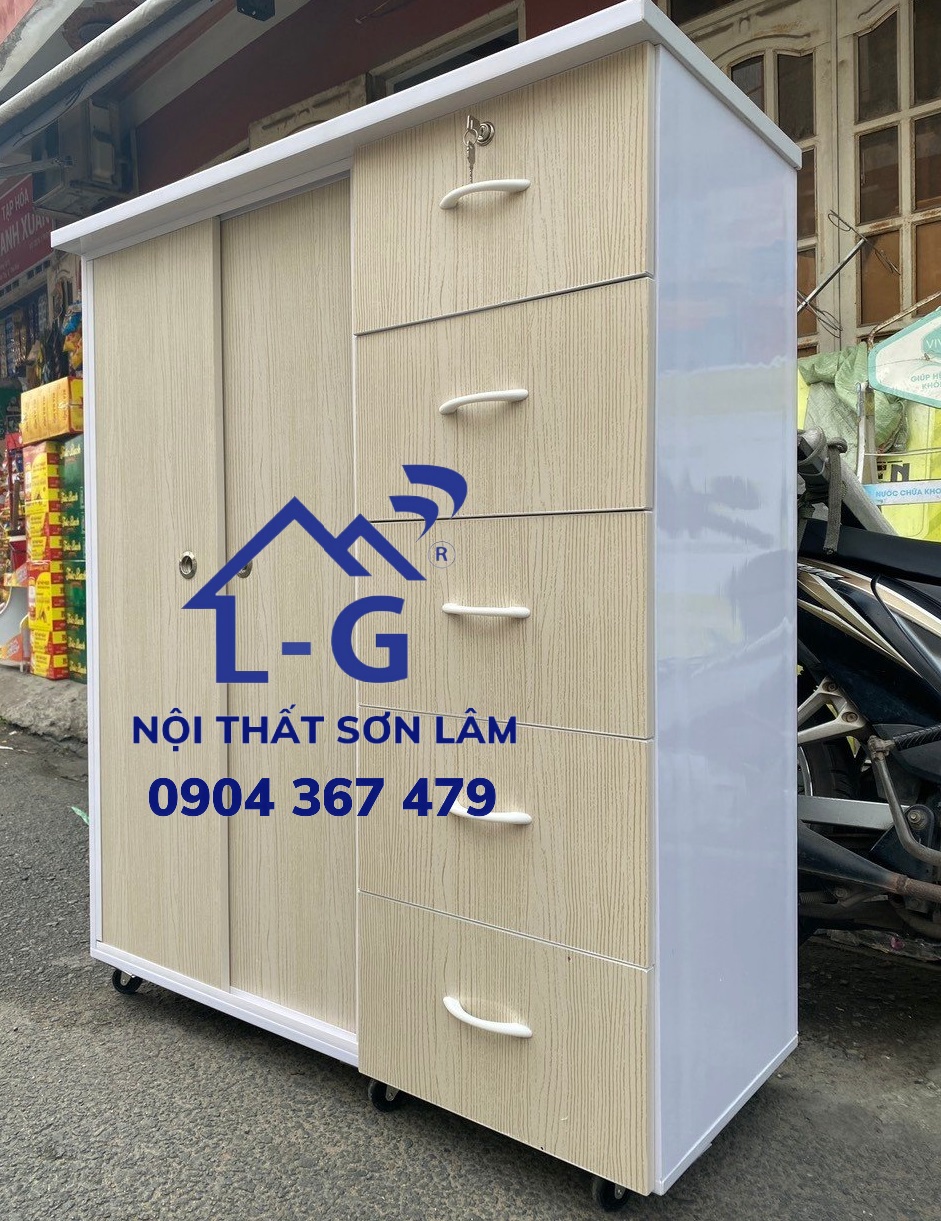 TỦ NHỰA 2 CỬA LÙA+ 5 HỘC KÉO