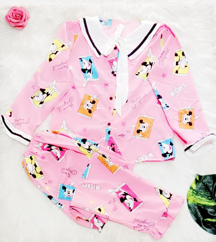 Bộ pijama thủy thủ lụa hàn quần dài tay dài 40 - 59kg