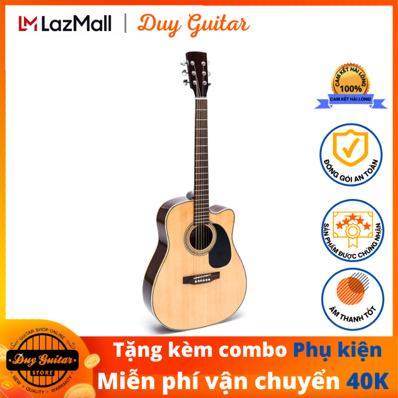 Đàn guitar acoustic DGAG-200J gỗ Hồng Đào chất lượng cao, dáng D khuyết cho âm thanh tốt, cần đàn thẳng có ty, action thấp êm tay, tặng combo phụ kiện Duy Guitar