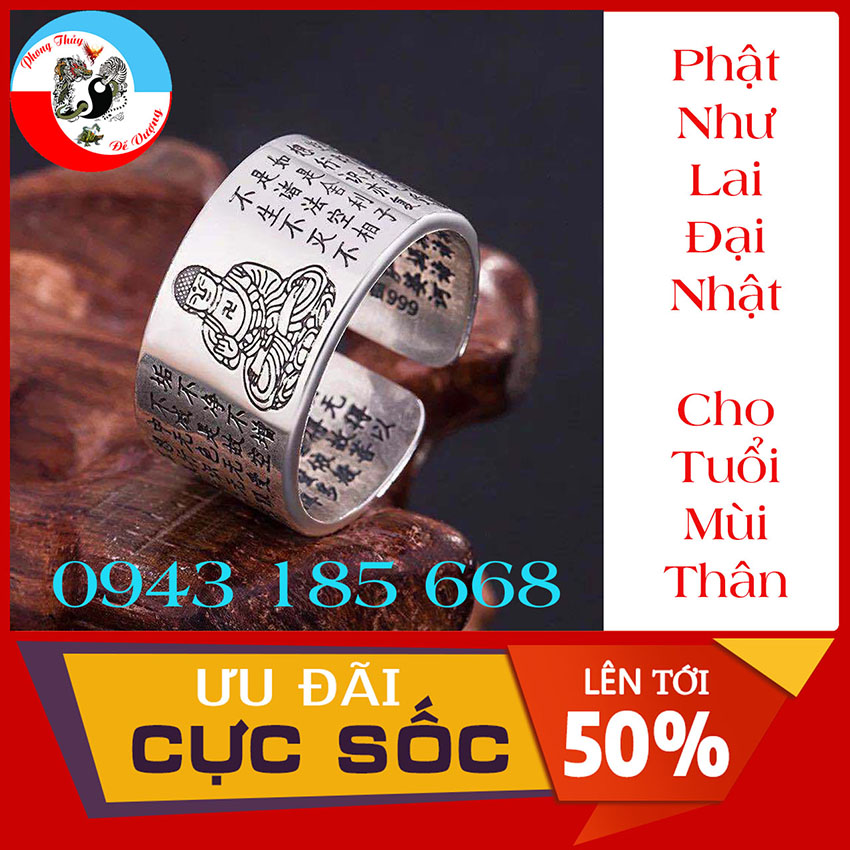 Nhẫn Phật Bản Mệnh - Khắc Kinh Chú Bát Nhã Tâm Kinh - Giúp Cuộc Sống Bình An - Mang Lại Tài Lộc - Nhẫn Phong Thủy – Tấn Tài Tấn Lộc