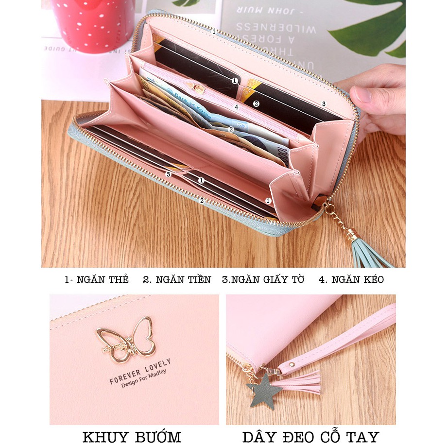 [Hcm]Ví Dài Đựng Thẻ Forever Young Hình Bướm Dễ Thương V340
