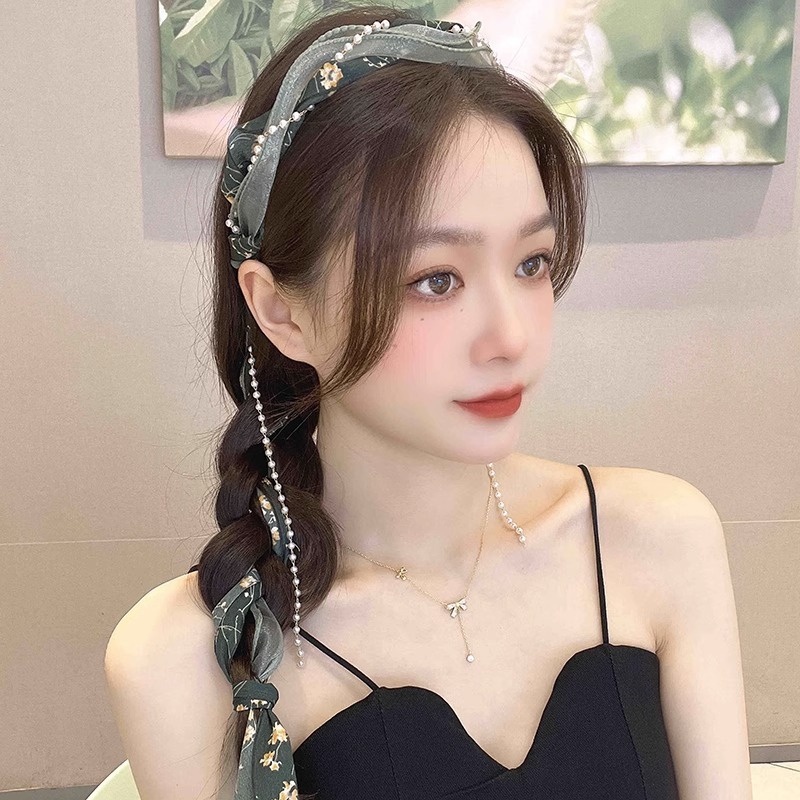 Dây cột tóc đính ngọc trai phong cách hàn quốc