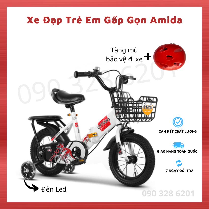 Bicycle child folding compact, 6 - 12 years old, RIM spokes 18inch, cake accessories LED lights