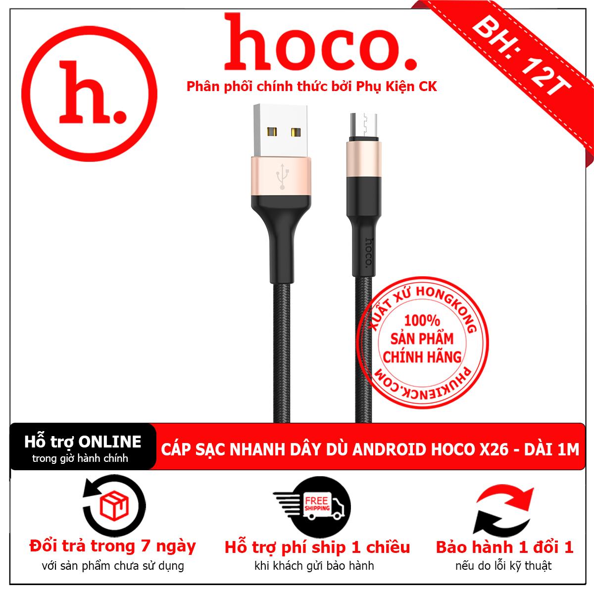 Cáp sạc microusb hoco x26 2a dài 1m - dây bọc dù