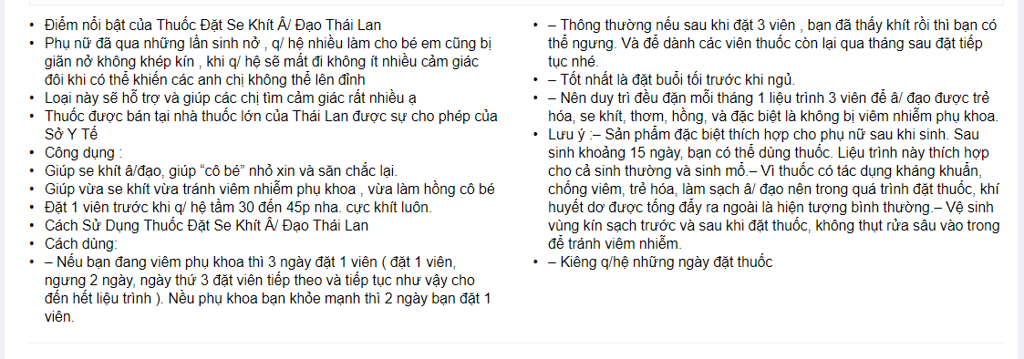 viên đặt se khít âm đạo đông y thái lan-loại 1