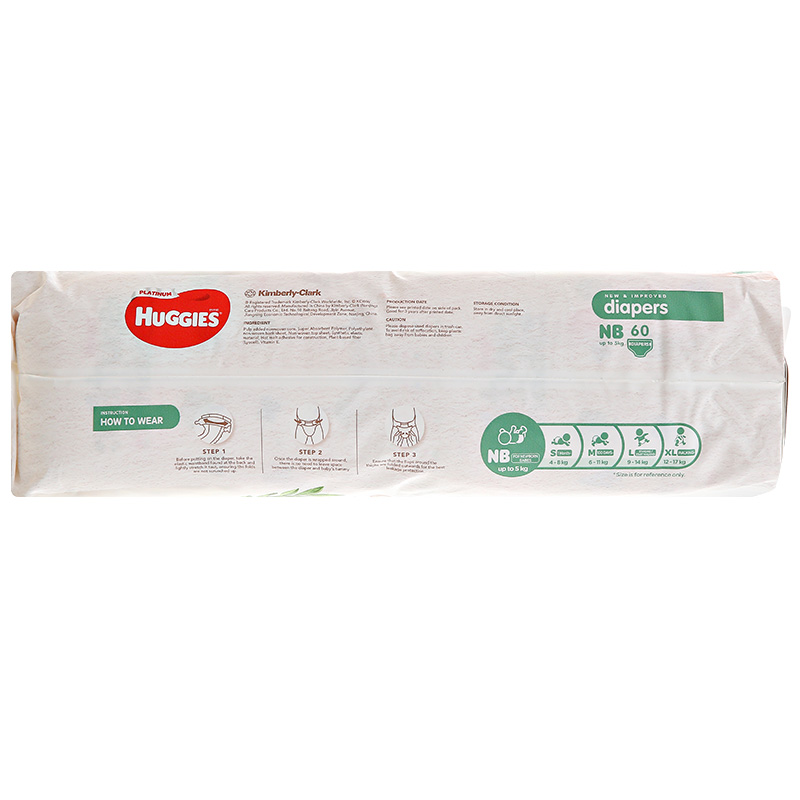 Tã Dán Huggies Platinum Nature Made NB 60 Miếng (Dưới 5 Kg)