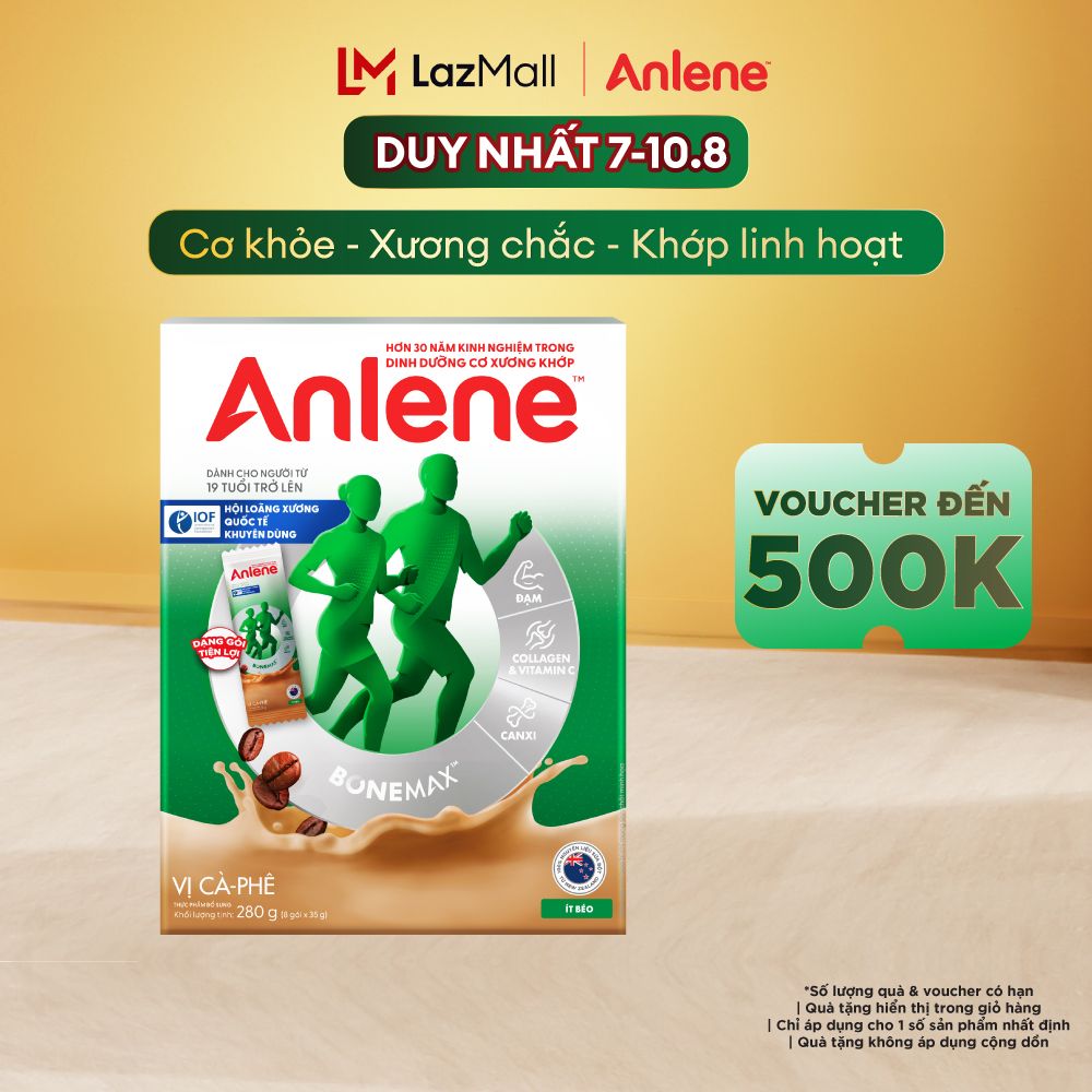 [Voucher giảm đến 26%]Sữa Bột Anlene Hương Cà Phê Dạng Gói Tiện Lợi (8 Gói x 35G)