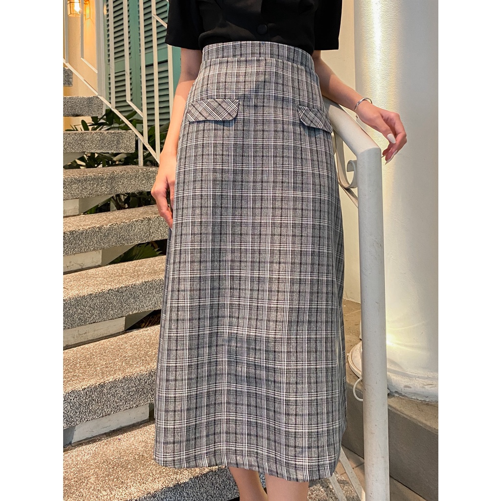 Chân Váy Bố Nắp Túi - Caro [Cv012 - Senbe Clothing]