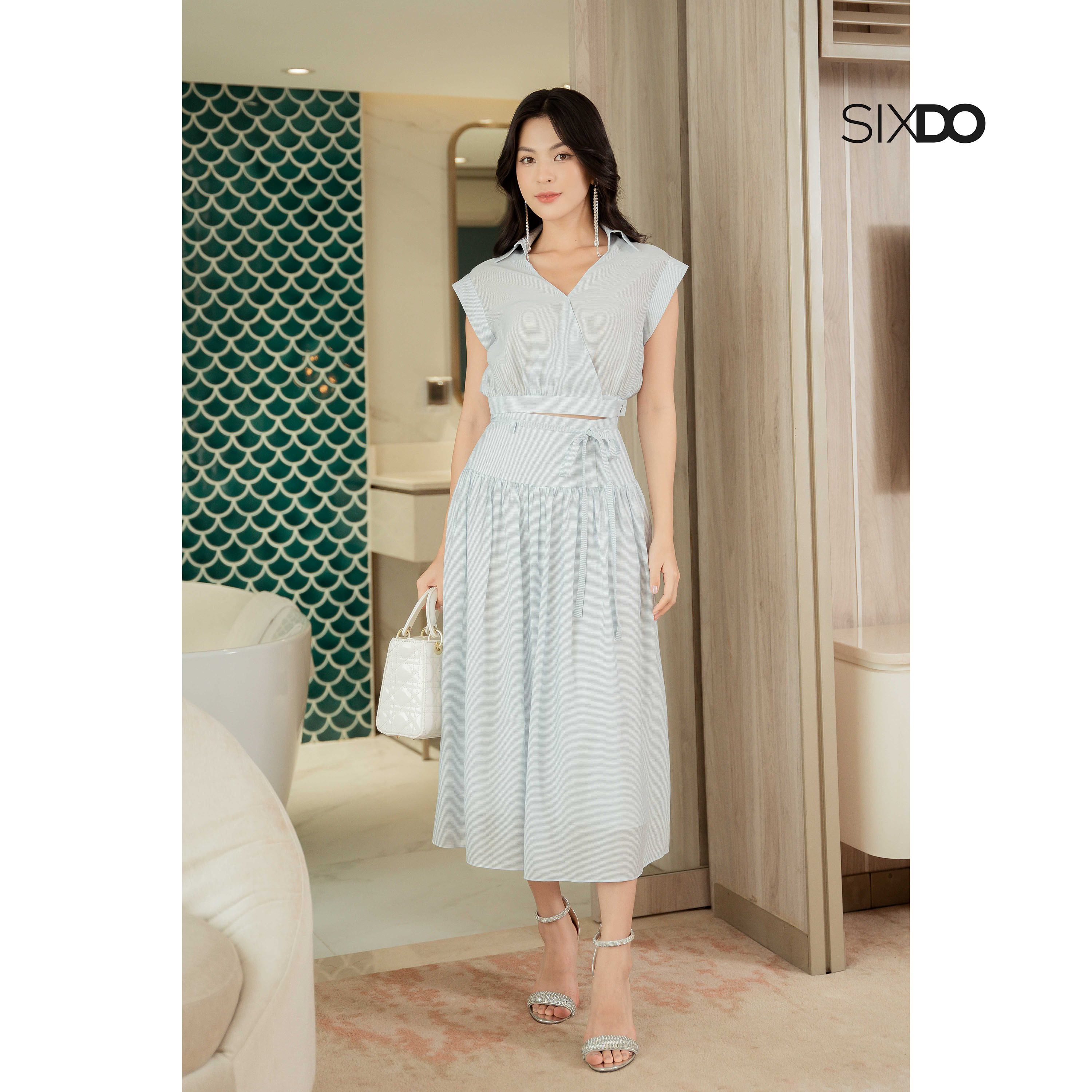Áo voan tơ sát nách cổ tim SIXDO (Cap Sleeves Top)