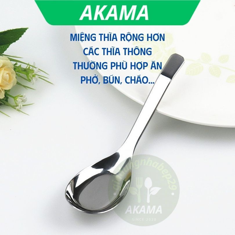 Combo 10 Thìa ăn cơm, phở inox cao cấp dày dặn sáng bóng dài 16.5cm