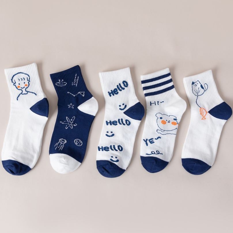 Set 5 Đôi Tất Vớ Nữ Trắng Cao Cổ Ms.Hello