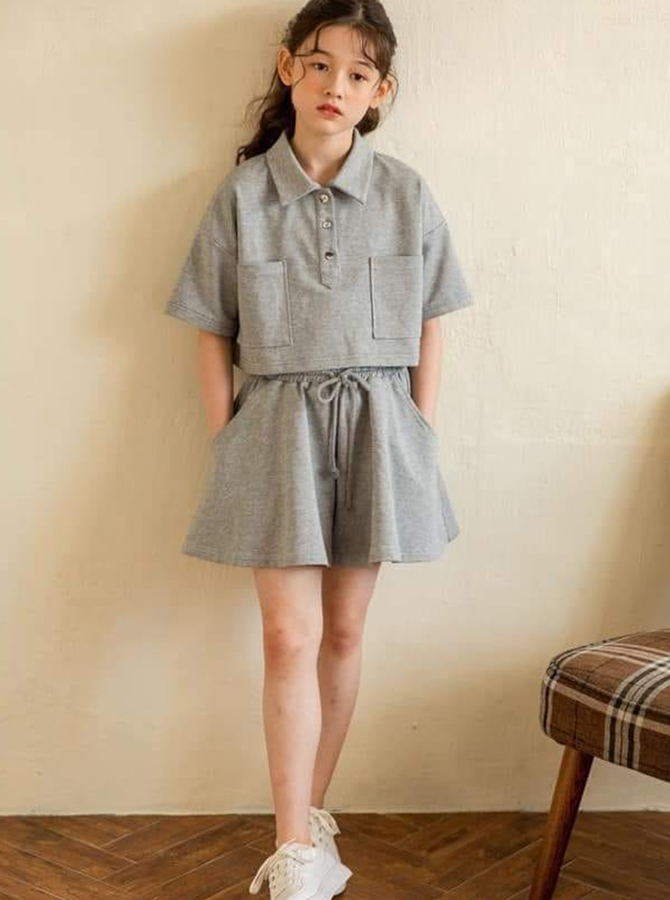 Rập Giấy 30120 - Set croptop Polo + Quần xòe - size lớn