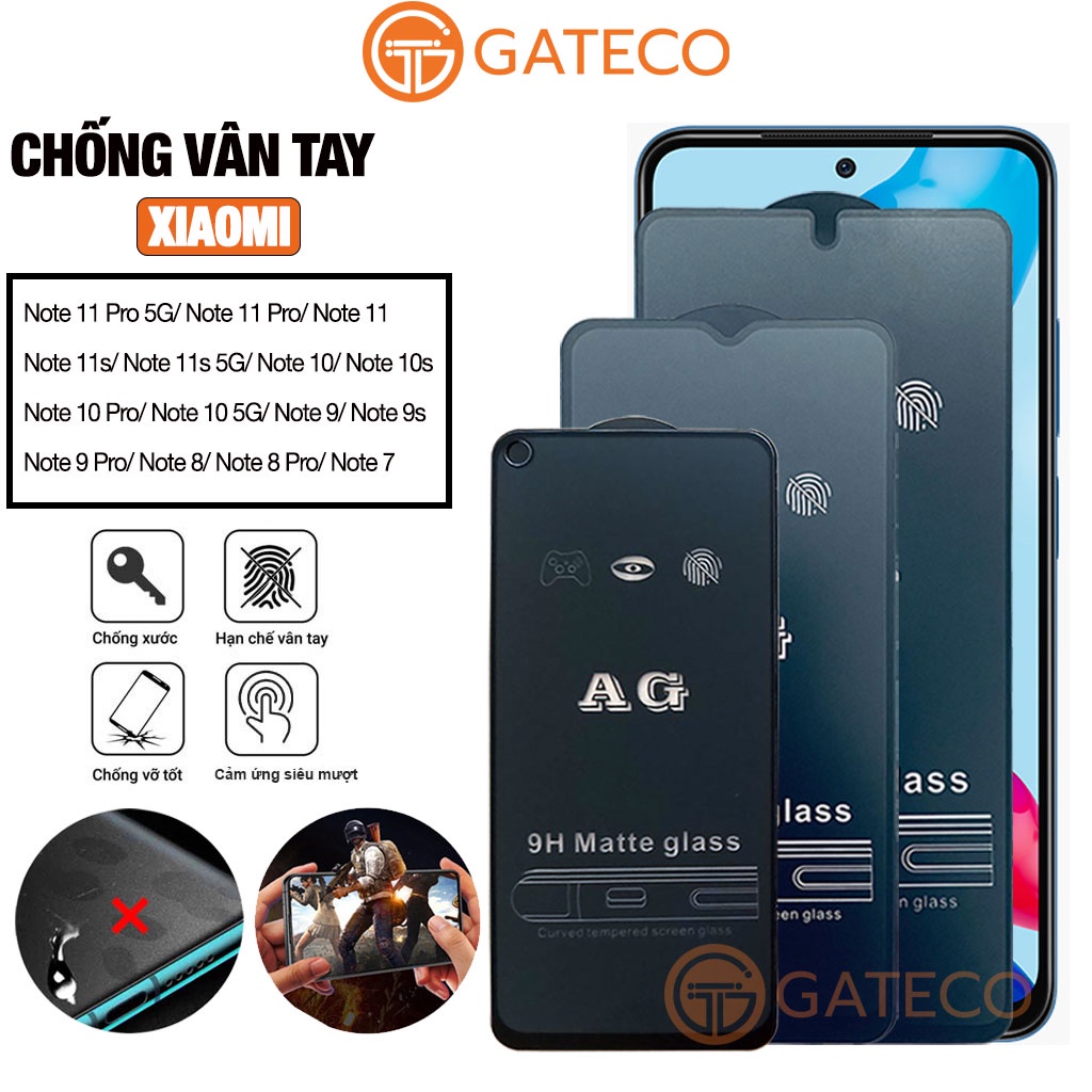Kính cường lực xiaomi chống vân tay redmi note 11s note 11 note 11 pro 5g note 10 note 9s note 8 note 7