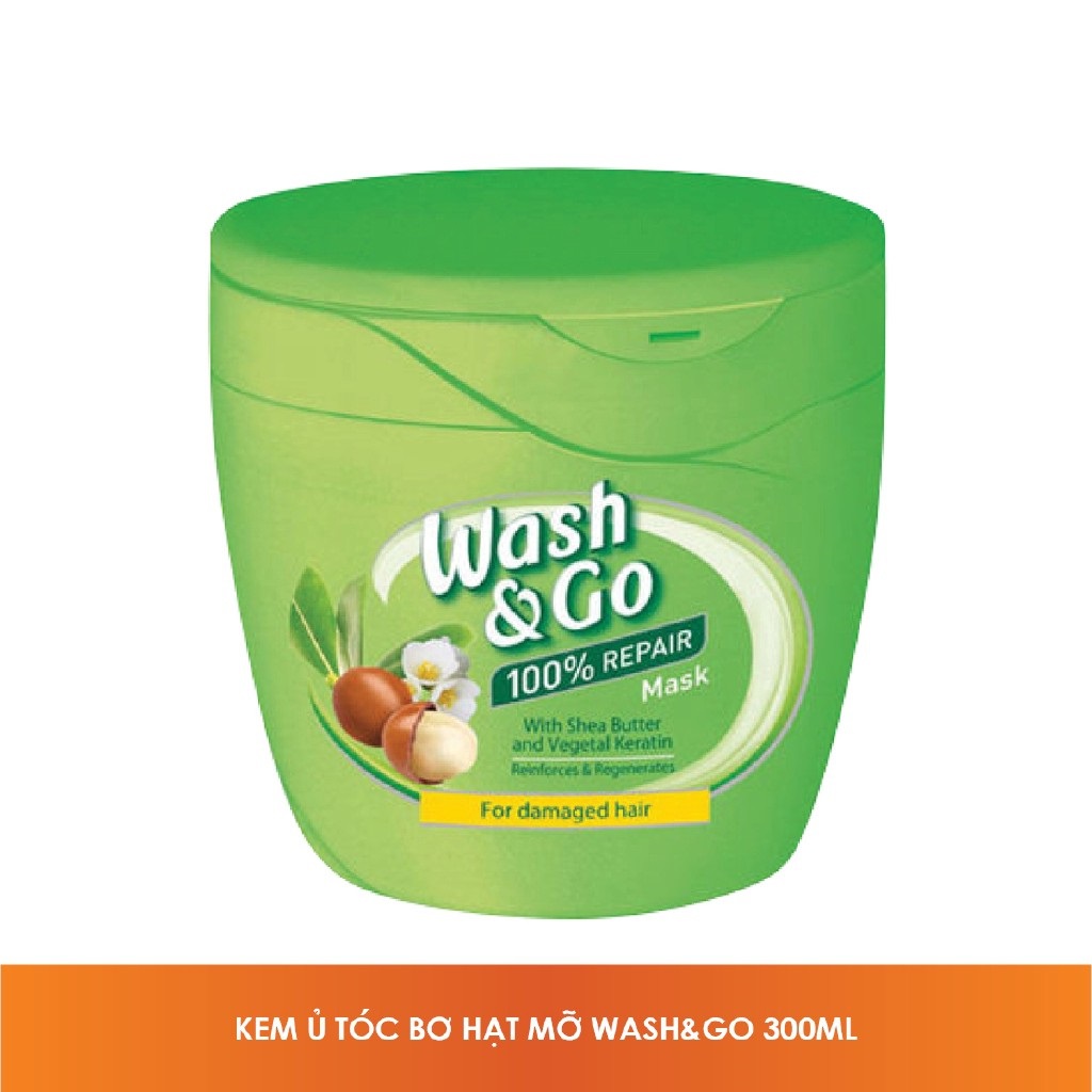 (HÀNG CHÍNH HÃNG) Kem ủ tóc 300g Wash&Go Bơ Hạt Mỡ Phục Hồi Tóc Dành Cho Tóc Hư Tổn