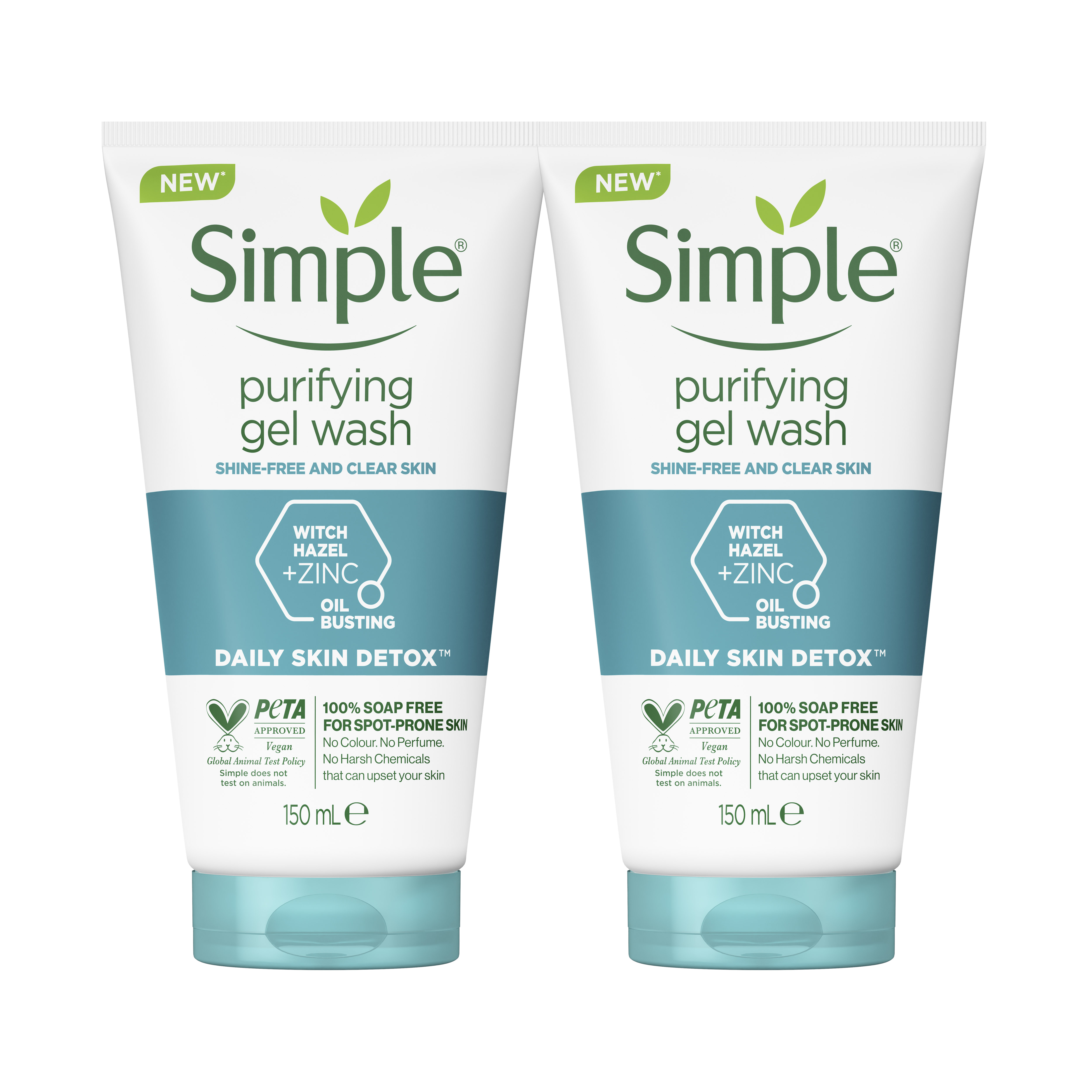 Combo 2 Sữa rửa mặt Simple giúp kiềm dầu và ngừa mụn hiệu quả - cho da dầu mụn 150ml/chai