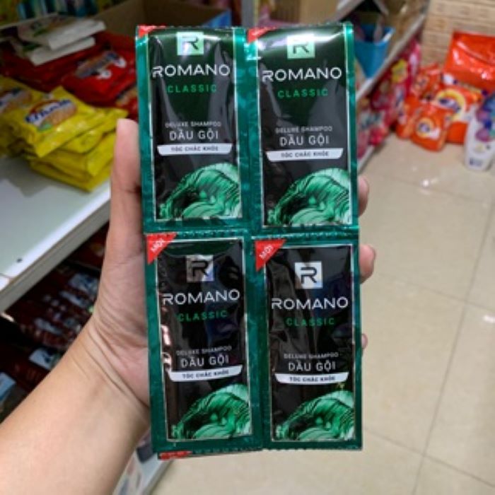 Dây 12 gói dầu gội Romano Classic 5g/gói