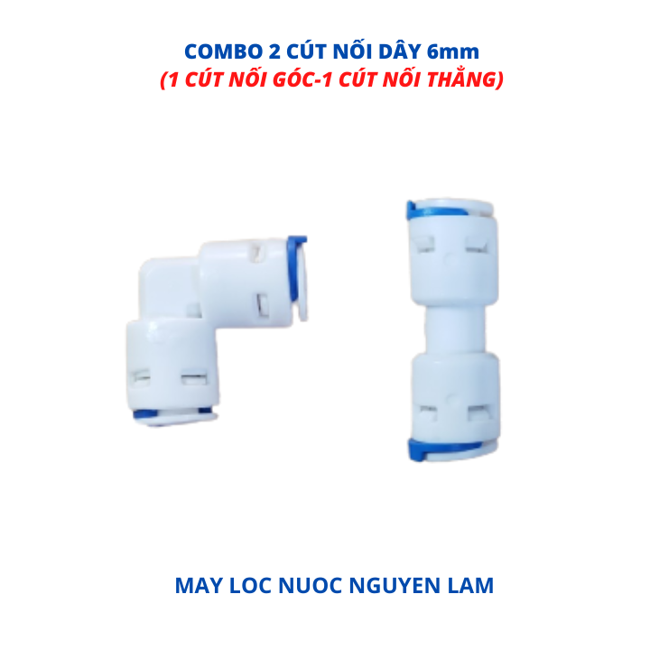 (HCM) Combo 2 Cút Nối Dây 6mm - (1 Cút Góc, 1 Cút Thẳng 6mm)