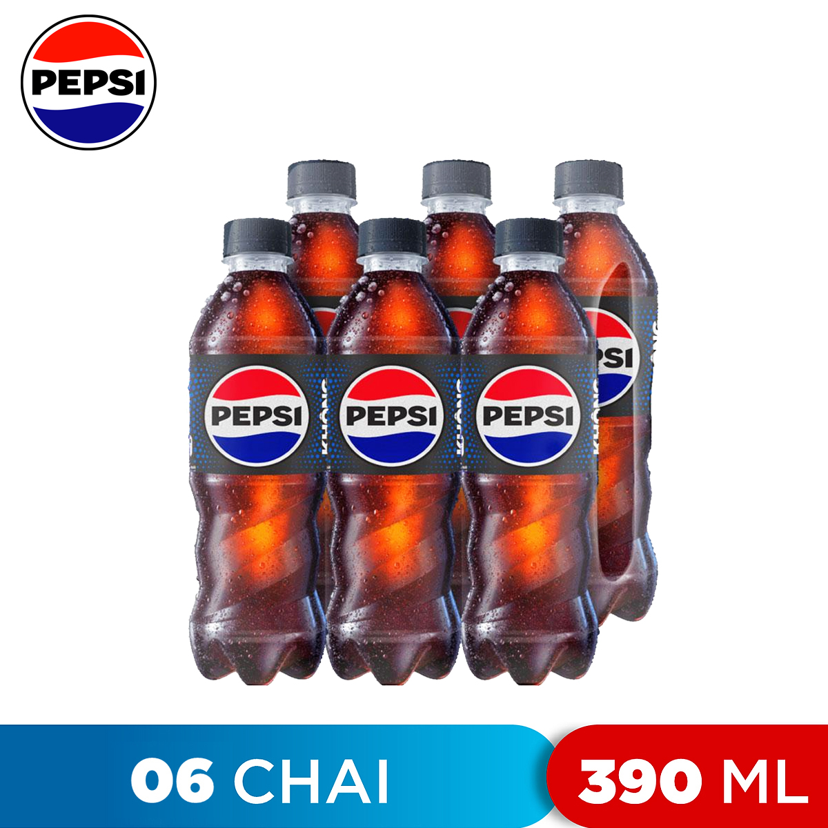 Lốc 6 chai nước ngọt không calo zero calories pepsi 390ml