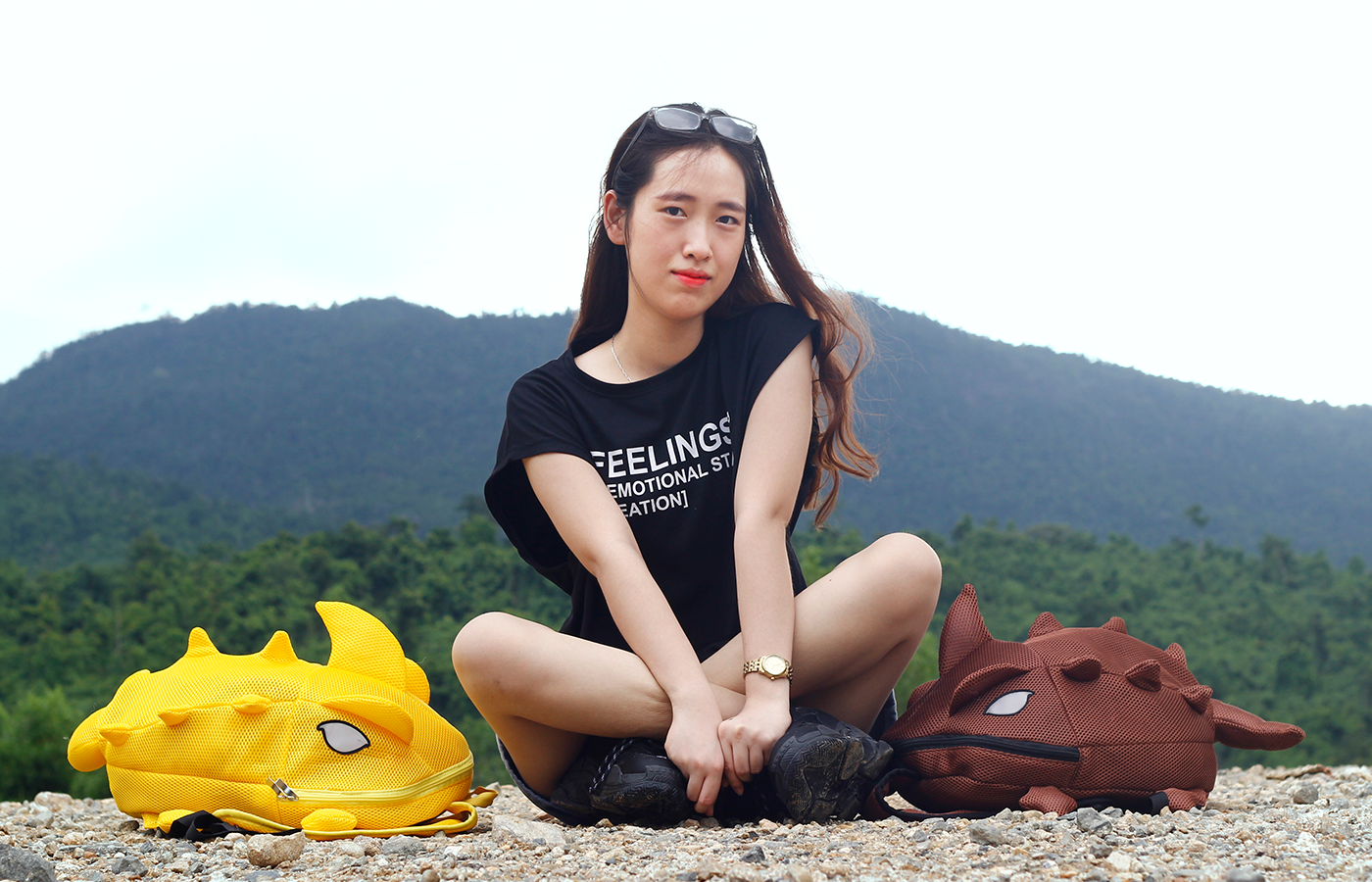 Balo khủng long đựng nón bảo hiểm cỡ trung - vải lưới 2 lớp