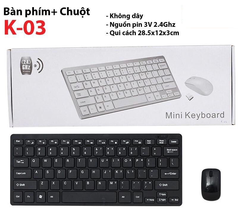 Bộ Bàn phím và chuột không dây 2.4 GHz wireless
