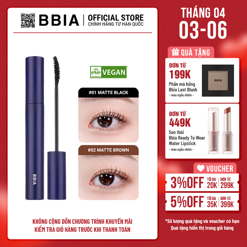 Bbia Never Die Mascara 7g, Thickening and Smudge-Proof Mascara