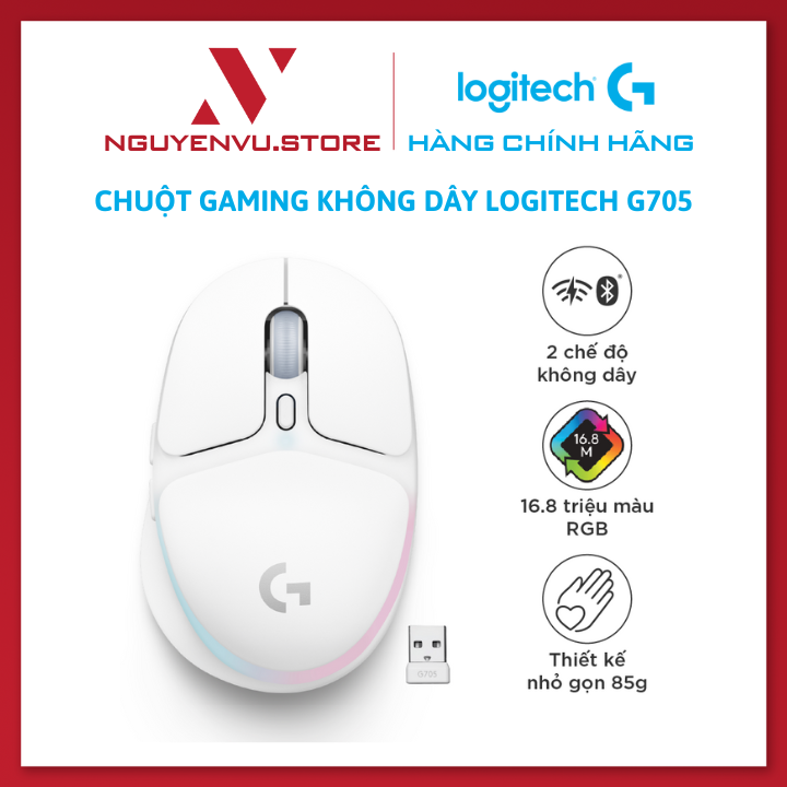 Chuột gaming không dây Logitech G705 Bluetooth & LIGHTSPEED, RGB