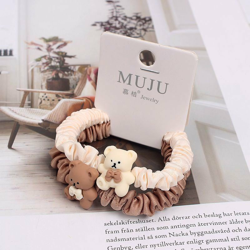 Set 2 dây cột tóc gấu thắt nơ phiên bản Hàn Quốc