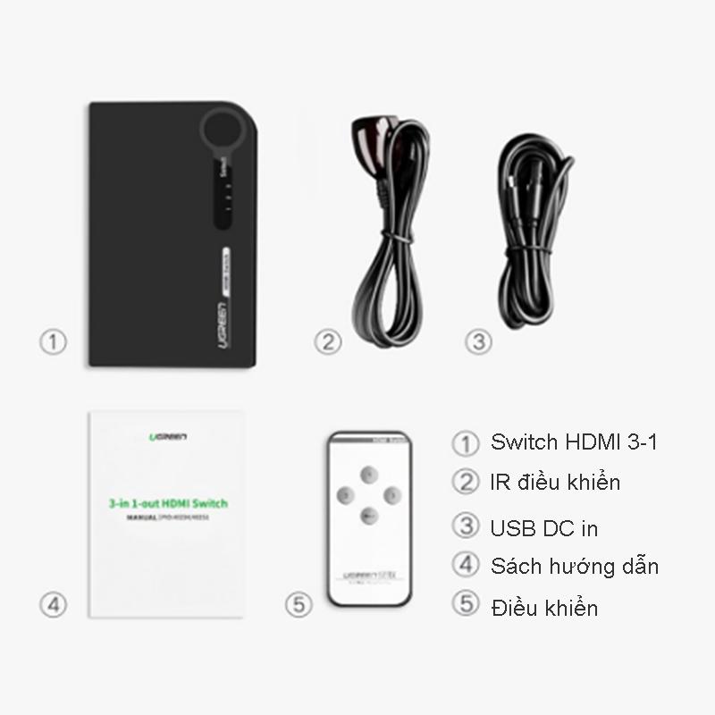 Bộ gộp HDMI 3 vào 1 ra Ugreen 40234