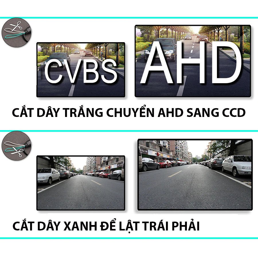 Camera lùi ô tô AHD HQ225 chuyển đổi AHD/NTSC