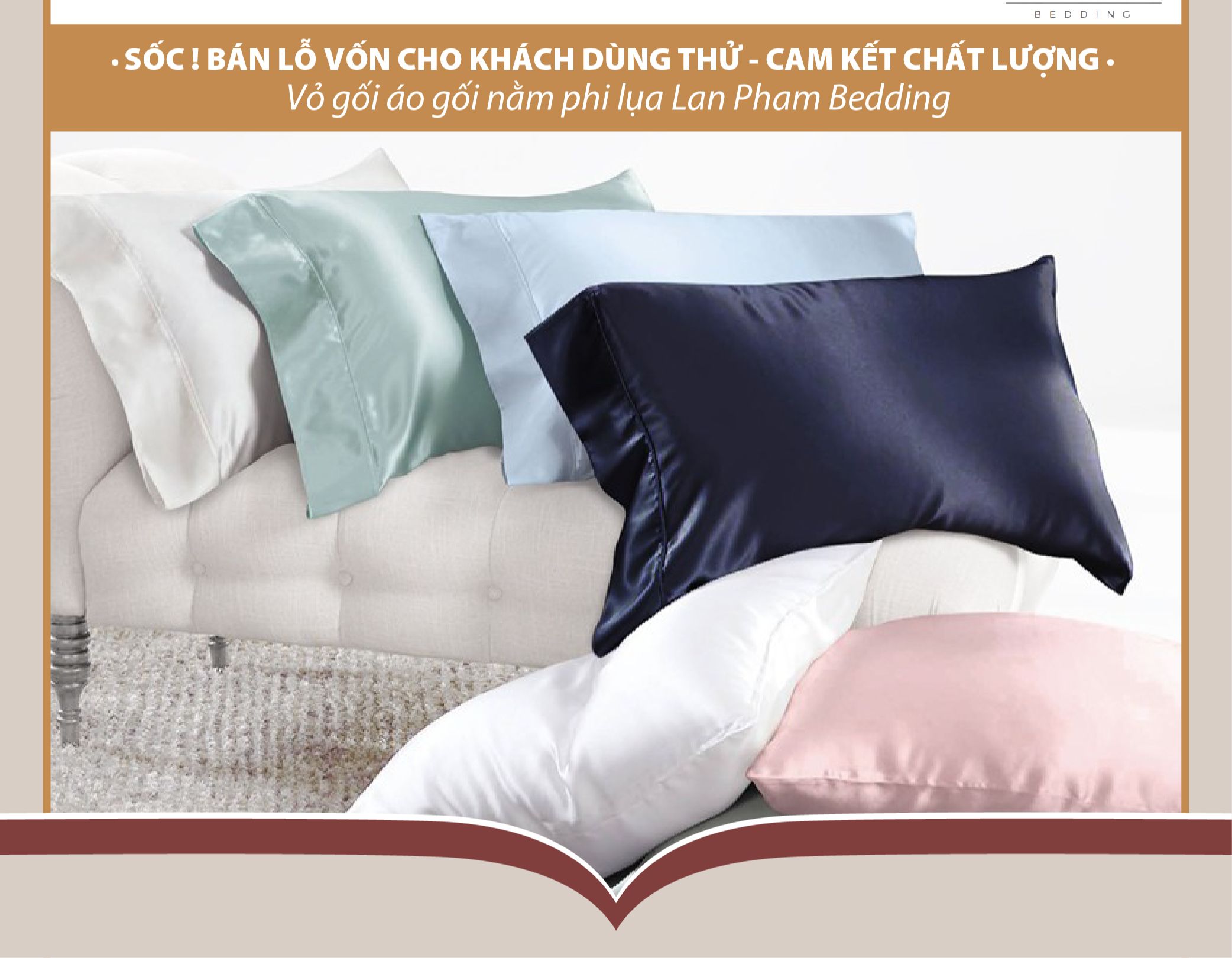 (BEST SELLER) Áo Gối Phi Lụa Đủ Size Loại 1 Mềm, Mát Mịn Lan Pham Bedding