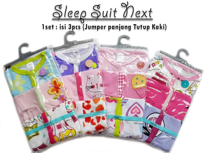 Set 3 bộ liền vớ cho bé nhiều size nhãn Next made in Malaysia