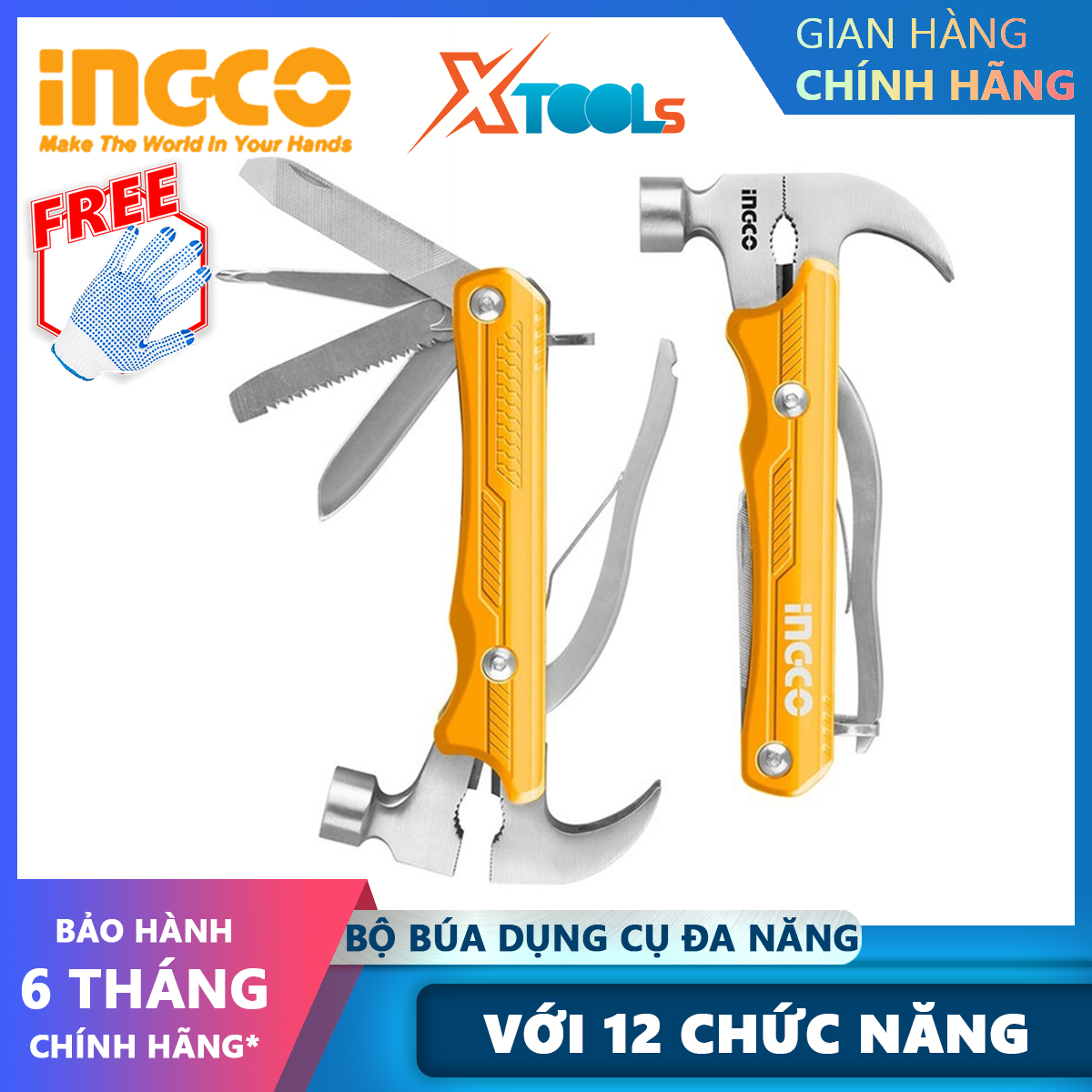 Ingco hmfh0121 multi-function hammer | 12 function mini multi-function hammer with hammer pliers snap pliers casual wire cutting pliers wooden saw xtools