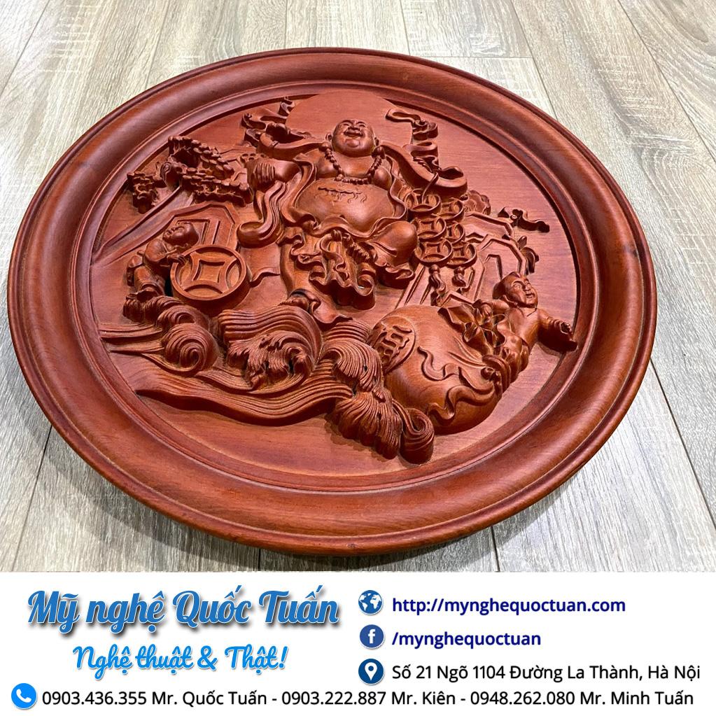 Đĩa gỗ hương Di lặc 50cm