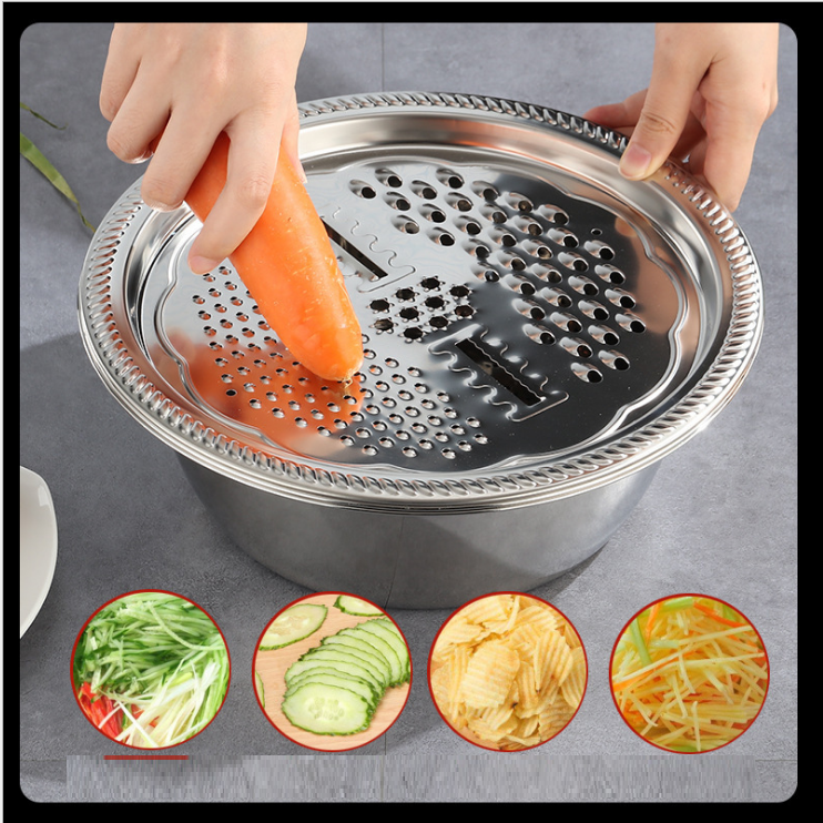 Bộ Dụng Cụ Thau + Rổ Bào Inox Cao Cấp, Size 26CM. Dụng cụ nhà bếp