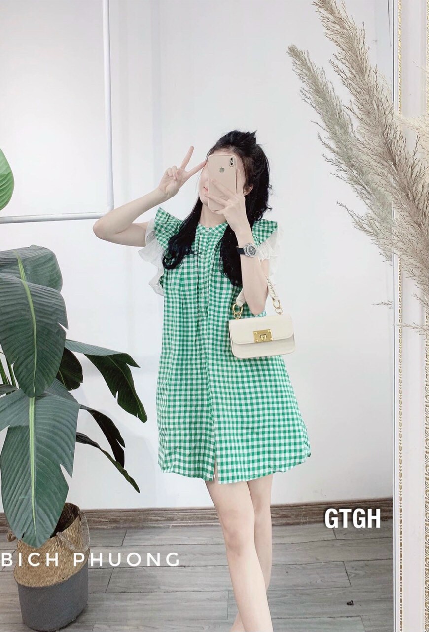 [HCM-CHUYÊN SỈ & LẺ THỜI TRANG] ĐẦM CARO XANH XINH XẮN