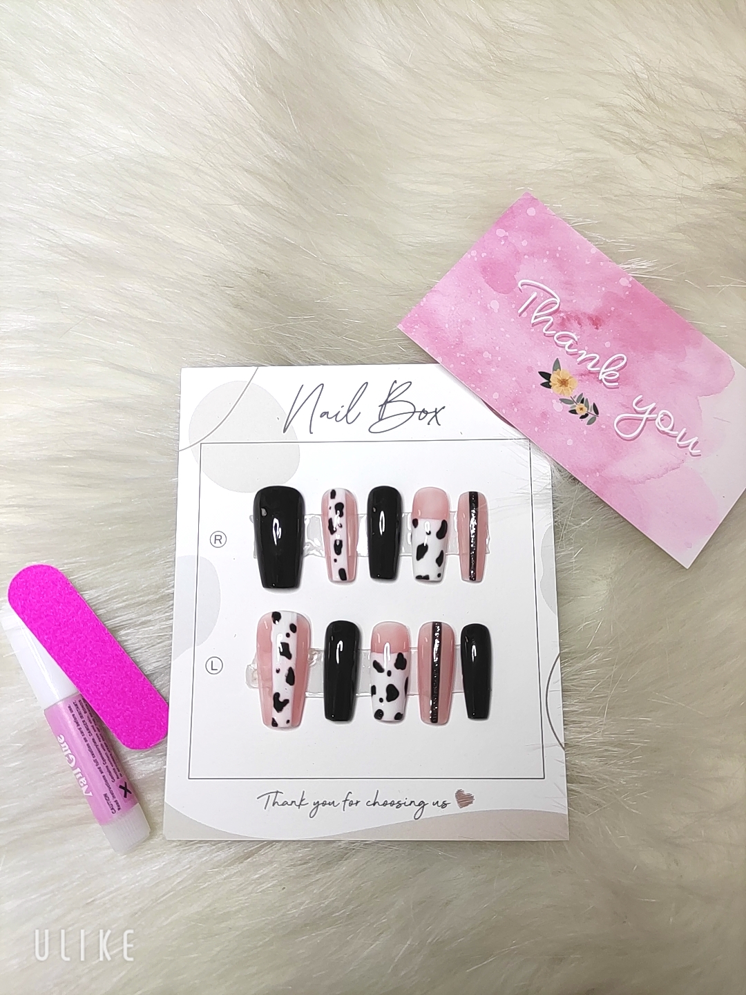 nail box móng fen bò sữa phối đen