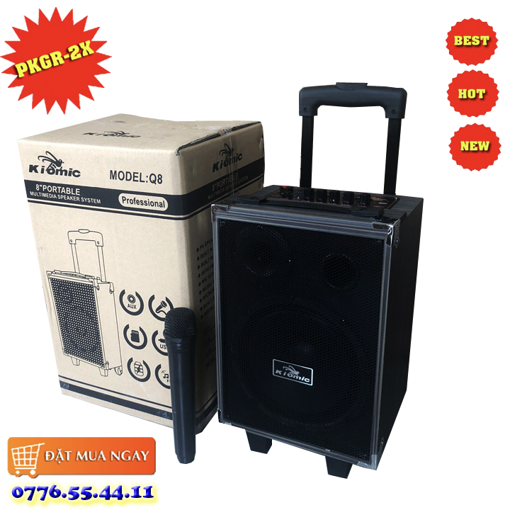Giao nhanh hcm loa kéo karaoke bluetooth q8 kèm 1 mic không dây - loa kéo karaoke q8