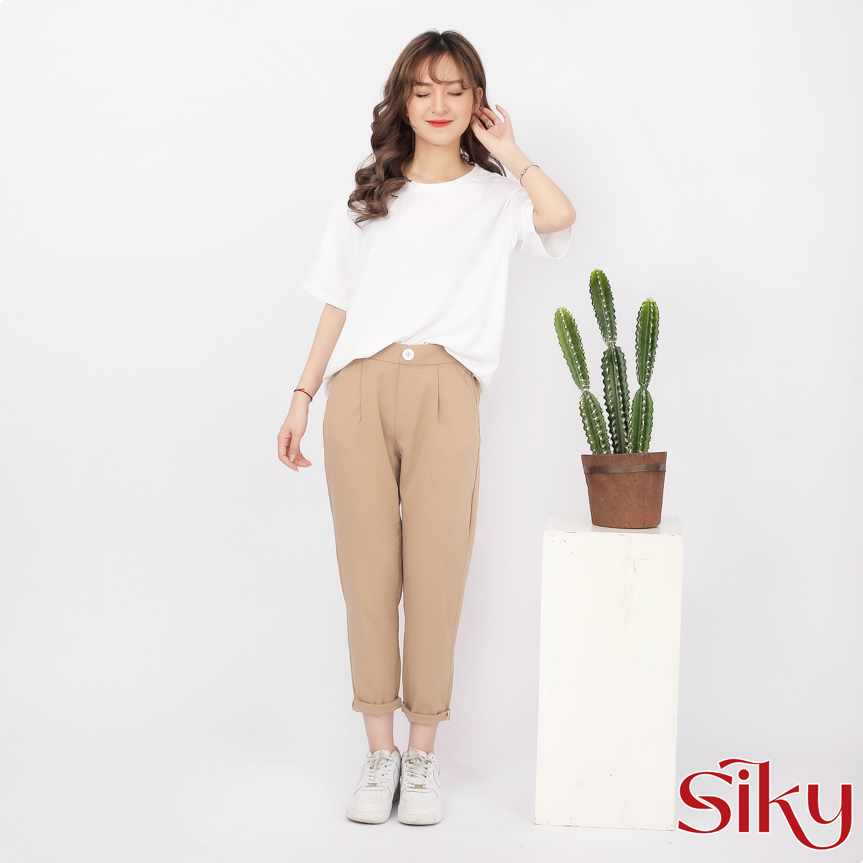 Quần baggy đũi cúc lưng thun SIKY - QD02