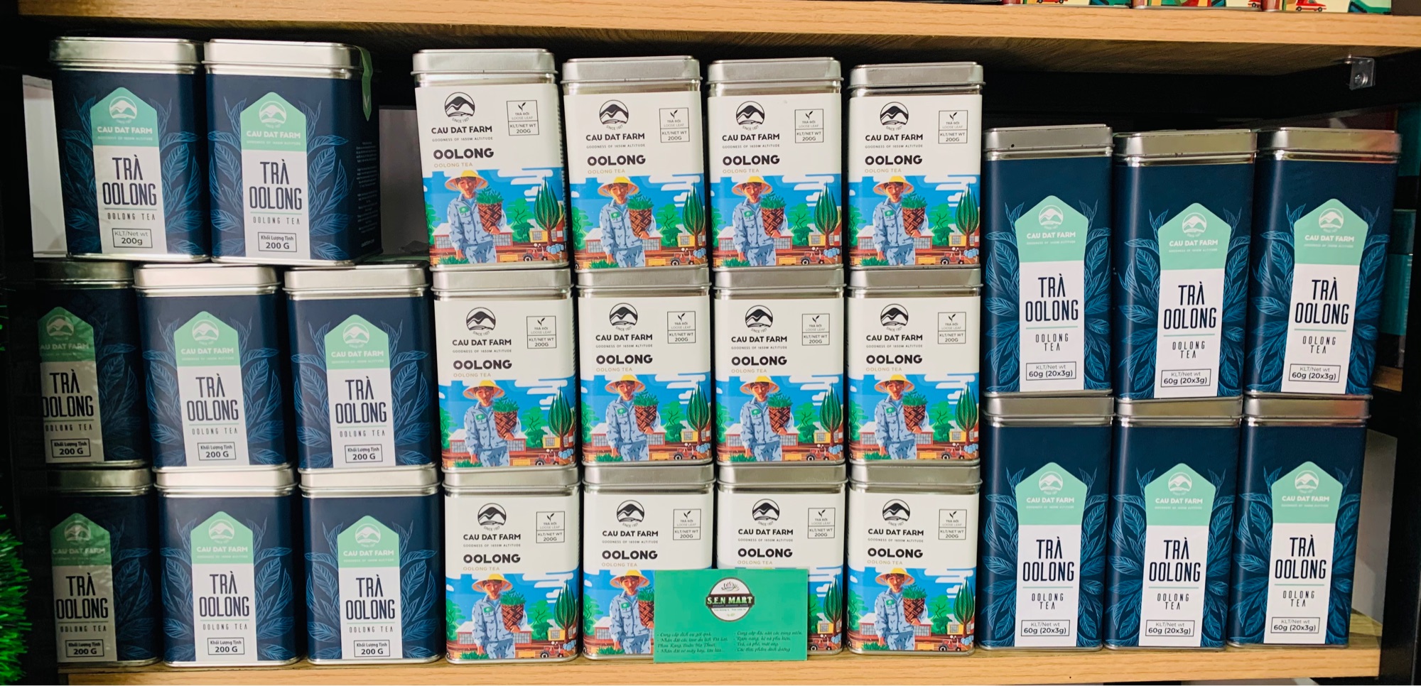 Trà Ôlong Trà rời Cầu Đất Farm lon thiếc 200gr